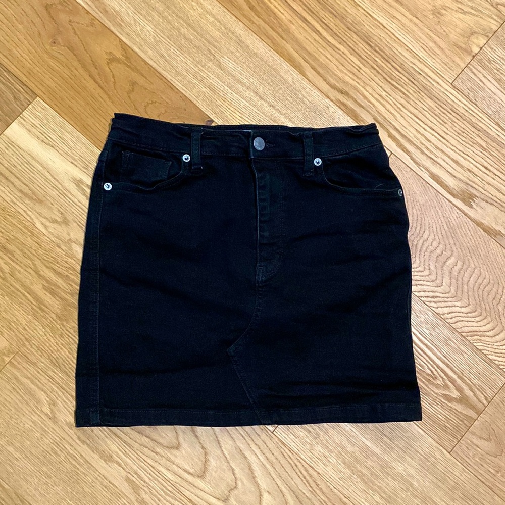 We the Free Black Denim Skirt